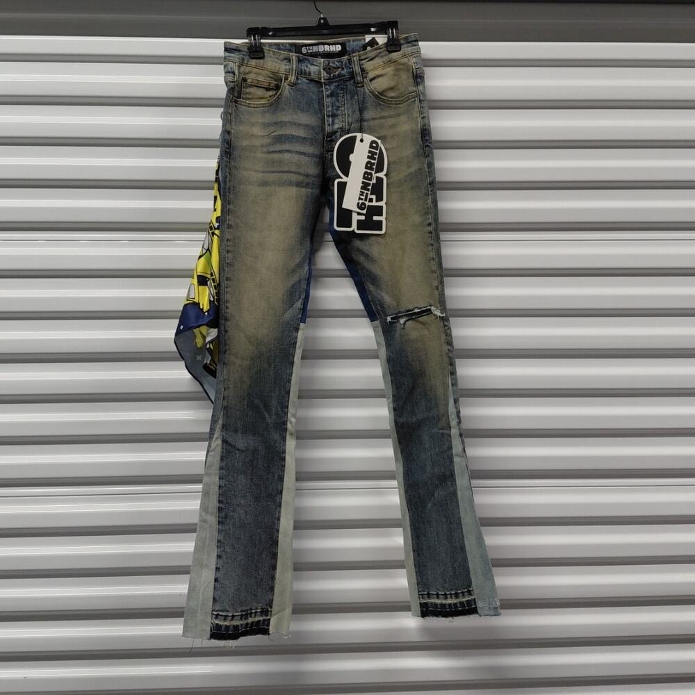 6TH NBRHD 6th Neighborhood Men’s Jeans 30 Tall Patchwork Distressed Streetwear